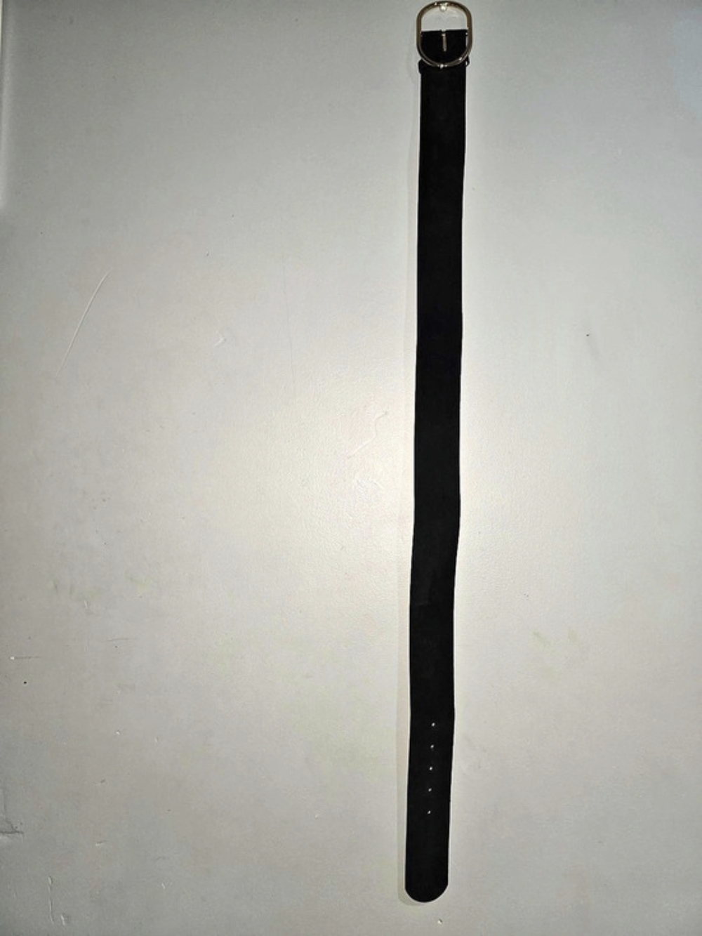 BA&SH Cole Black Suede Leather Belt Size 85 M US 33.5" Gold Oval Buckle-2H19COLE